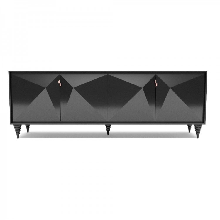 Balcão Buffet Marrocos 220 Cm 4 Pts Laca com Portas Geométricas