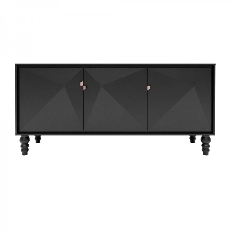 Balcão Buffet Marrocos 167 Cm 3 Pts Laca com Porta Geométrica 3D.