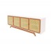 Balcão Buffet Ricco 220 Cm 4 Pts Laca com Portas em Palhinha