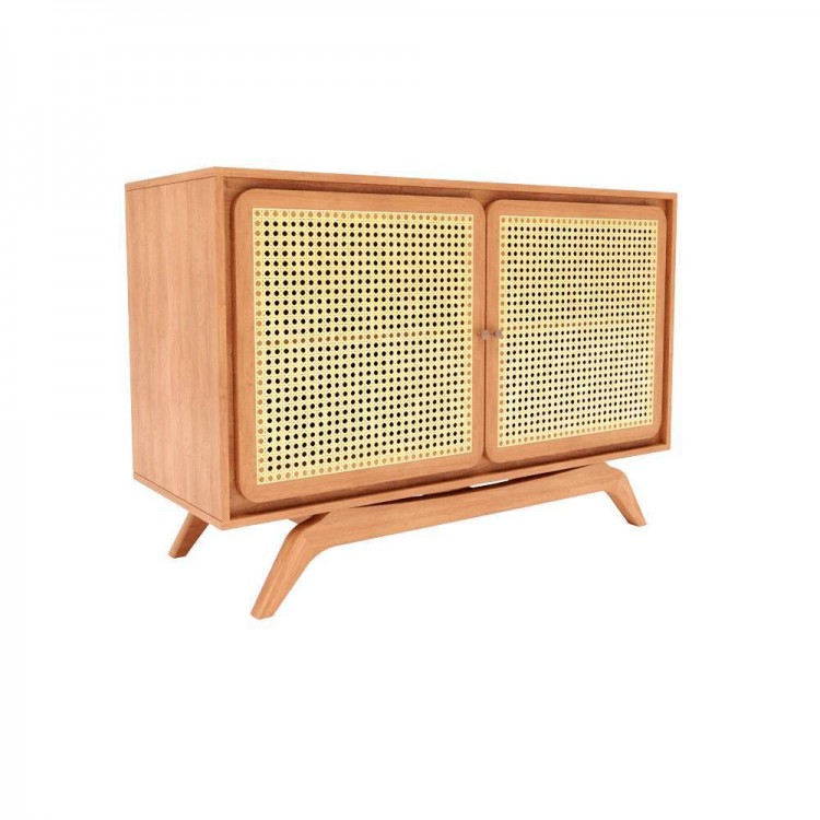 Balcão Buffet Ricco 113 Cm 2 Pts Laminado com Portas em Palhinha