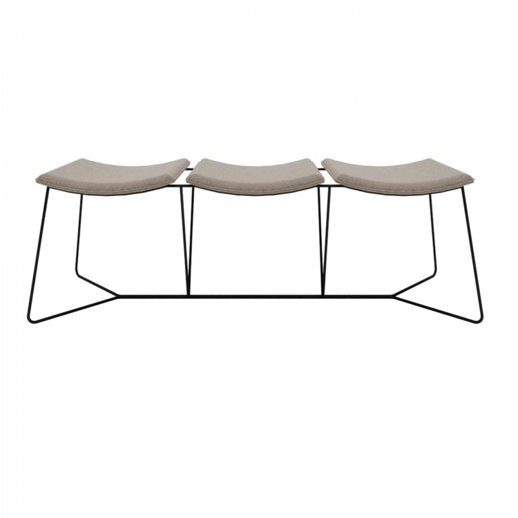 Banco Ricco 3 Lugares Base Metal com Assento Estofado
